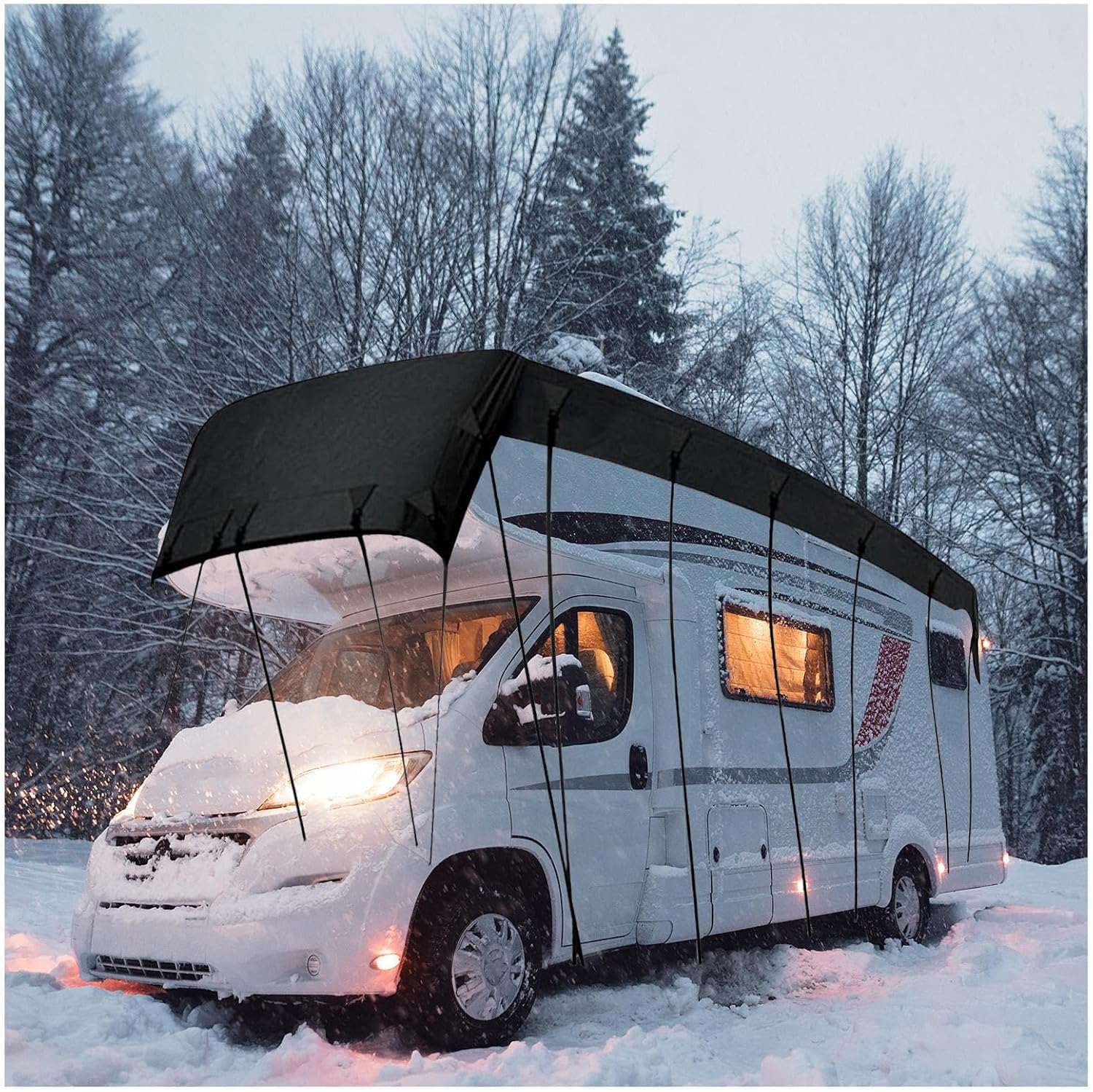 Rv Cover 210D Oxford Cloth Class C Rv Cover Wind, Rain and Snow Proof Waterproof Camper Cover Rv Covers,Black-21.3 * 9.8ft
