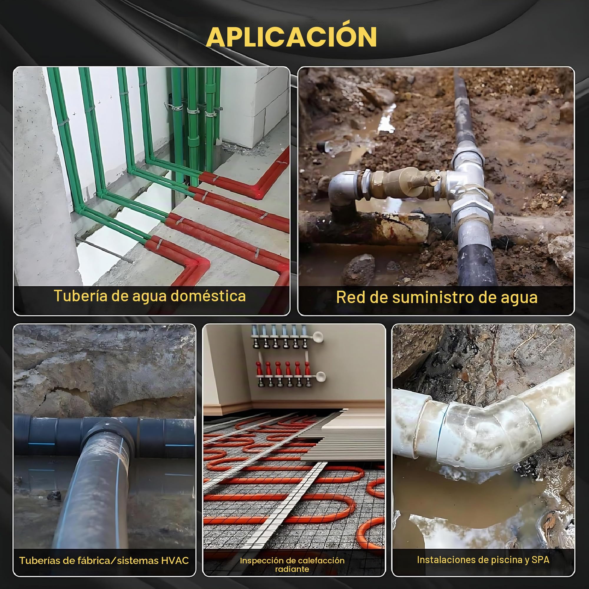 Detector De Fugas De Agua Subterránea Profesional, Sensor Geófono De Fuga De Agua Eléctrico para Exteriores, Sensor De Fuga De Agua Preciso Y Confiable para Tuberías