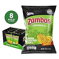 Vista 3 de Zambos Chips de plátano originales, chips de plátano prémium de corte acanalado crujiente, paquete de 8 unidades de 2.47 onzas