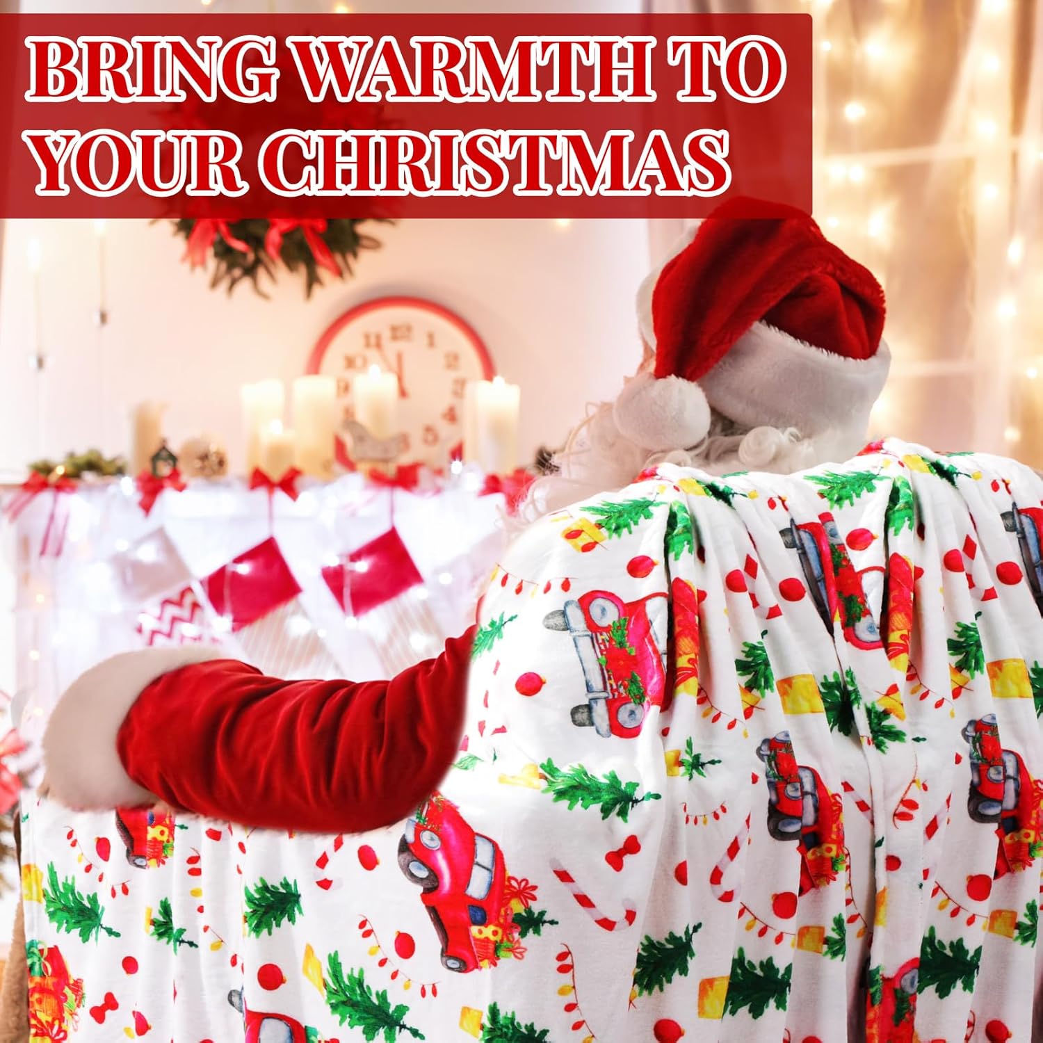 Ganeen 3 Pack Christmas Throw Blanket Prints Fleece Blanket 50 x 60 Inch Plush Holiday Flannel Warm Soft Blankets and Throws Xmas Snowflake Snowman Santa Moose Throw for Gift Couch Bed(Vivid) - Image 5