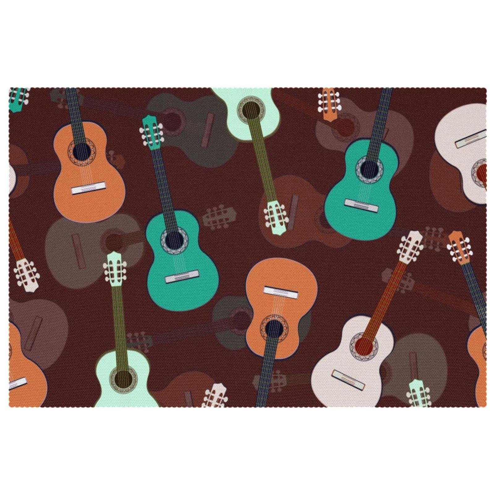 Set de table guitare résistant 30,5x45,7 cm lavable pour table de cuisine en lot de 6