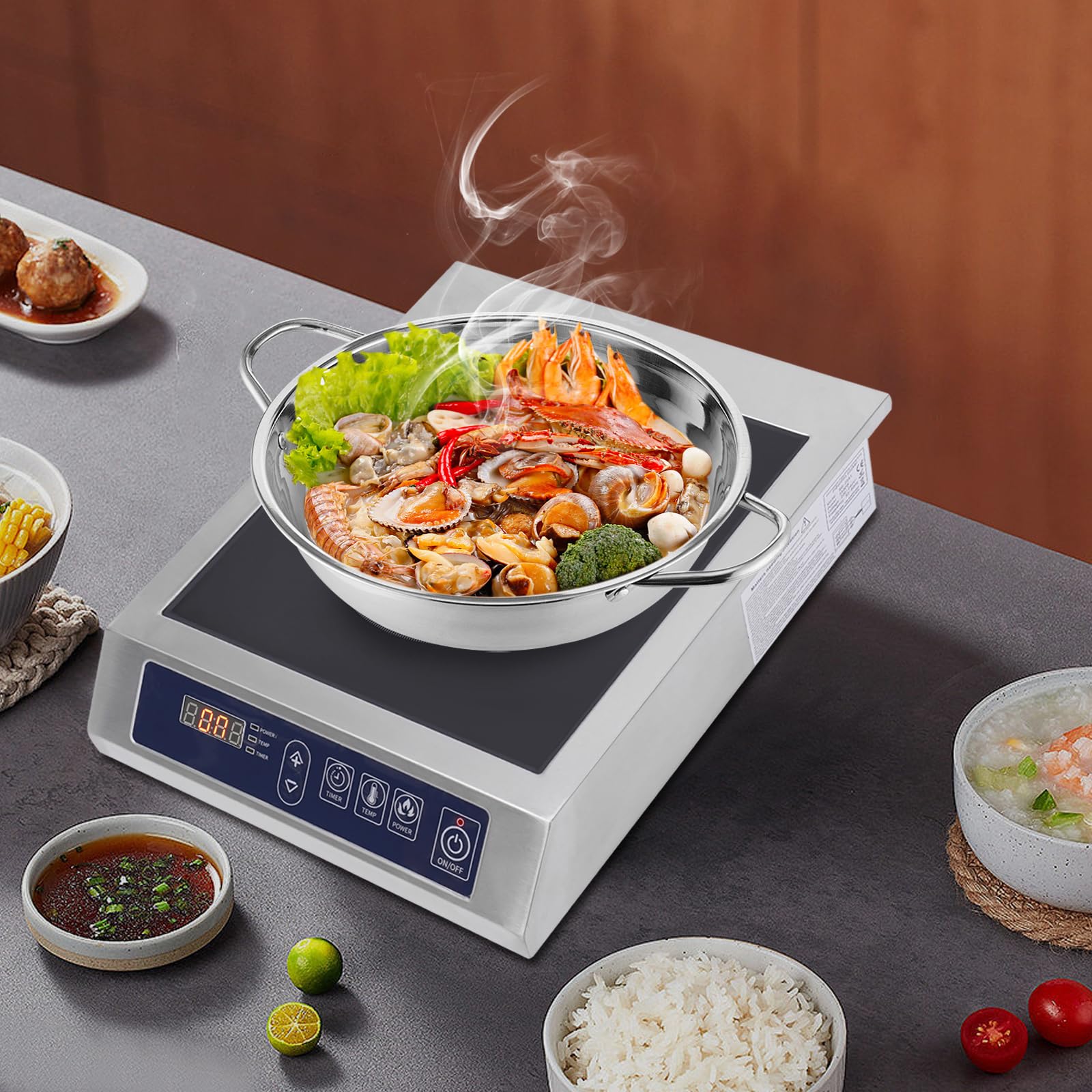 3500W Plaque Induction Portable Plaque Induction Professionnelle Plaque Cuisson Portable Avec Contrôle Tactile Température Réglable,Pour la Maison, Cuisine, RV, Hôtel, Restaurant, Magasin de Fondue