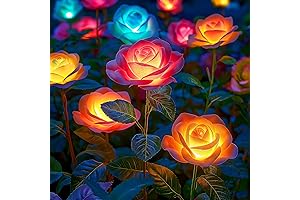 8 Pack Solar Lights Outdoor, Color-Changing Rose Flowers