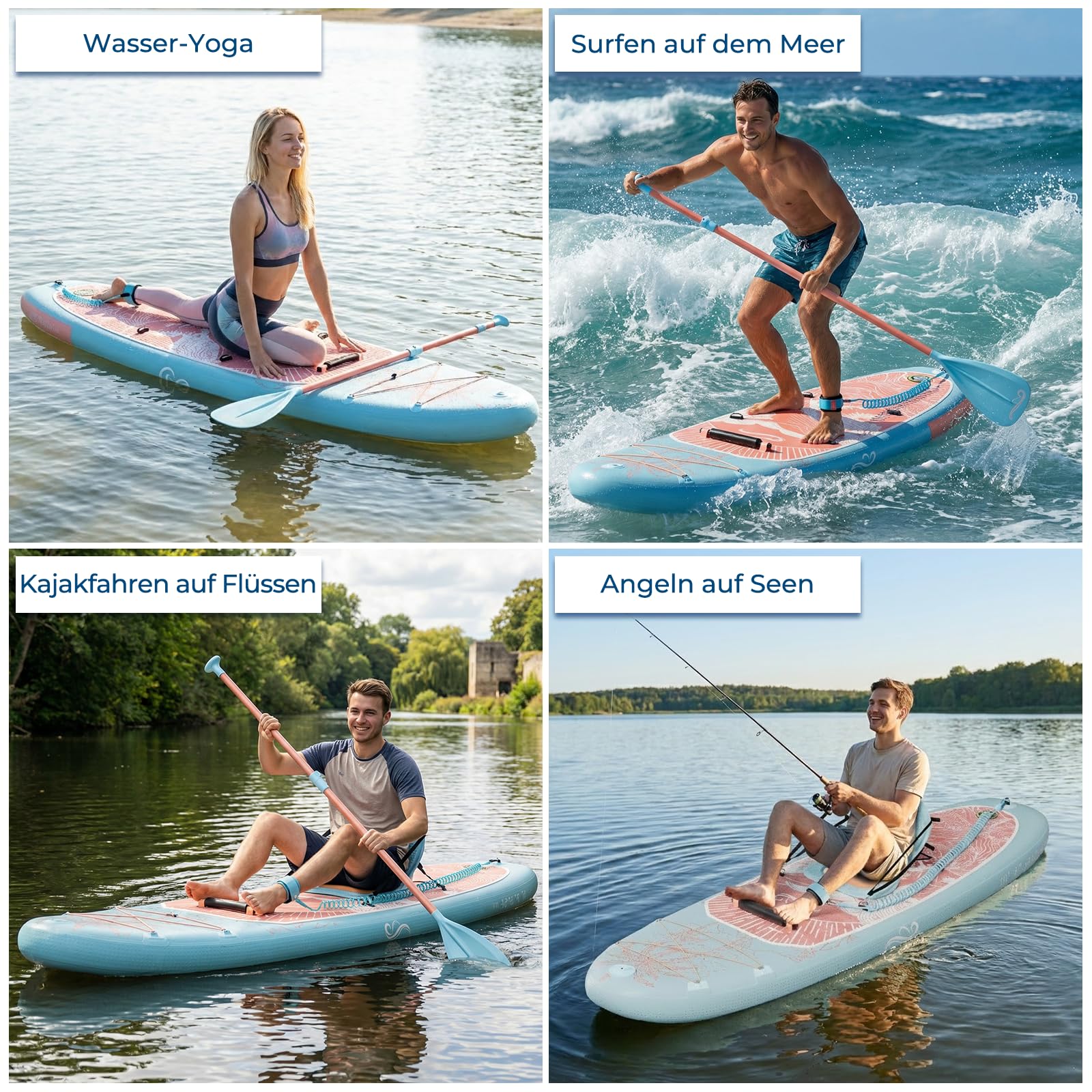 Devoko Stand Up Paddling Board Aufblasbar, mit Universal Kamerahalterung und Sitz. SUP Board Set mit 2-in-1-Sup Paddel. Standup Paddle Boards 320 × 80cm, Geeignet zum Anfänger, Sitzen, Stehen, Liegen