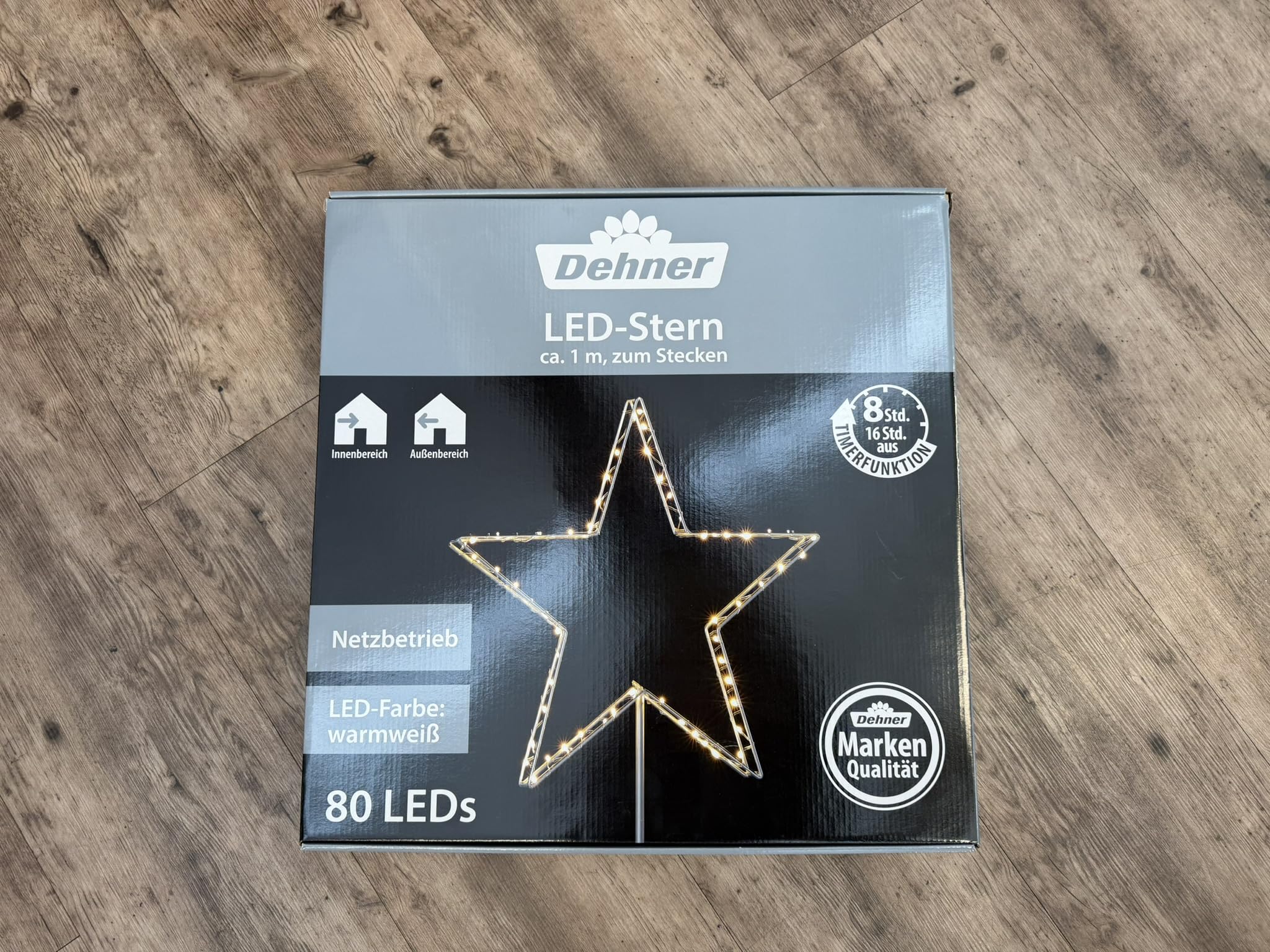 Dehner LED-Stern zum Stecken, Indoor/Outdoor inkl. Timer, 80 warmweie LED,   52, Metall, Silber : Dehner: Amazon.de: Garten