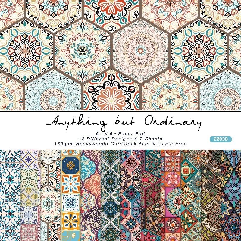 Baroque Pattern Summer Flower Theme Dot Scrapbook, DIY Album Scrapbook Paper, Greeting Card Making Background Paper Craft Supplies Painting Decoration Travel Diary Paper 6"x6" (anything but ordinary)