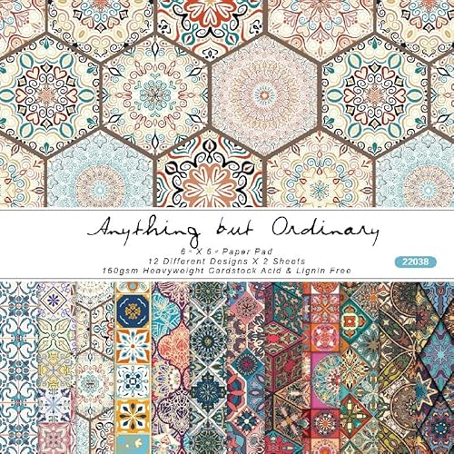 Baroque Pattern Summer Flower Theme Dot Scrapbook, Diy Album Scrapbook Paper, Greeting Card Making Background Paper Craft Supplies Painting Decoration Travel Diary Paper 6"X6" (Anything But Ordinary) #TOP9