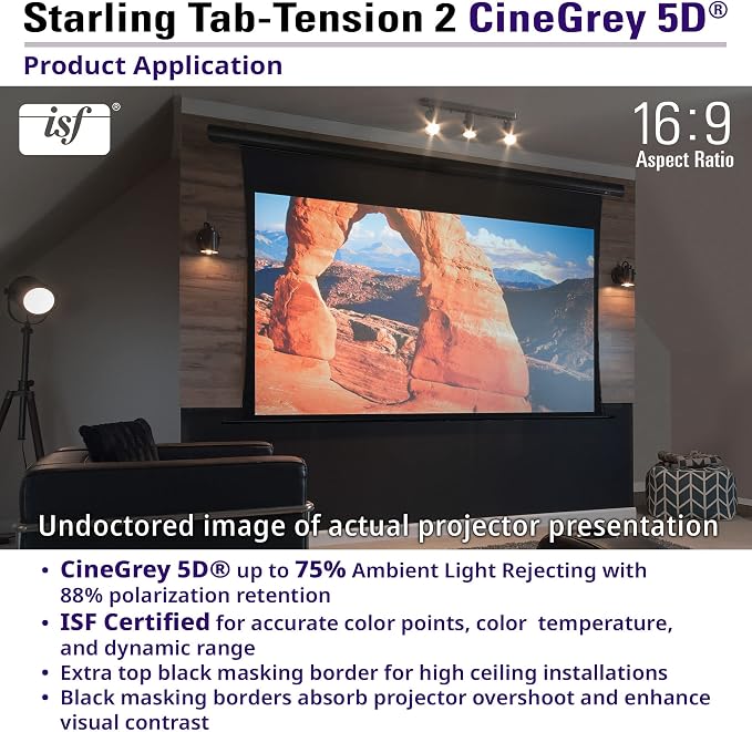 Pantalla Elite Screens Starling Tab-Tension 120" 16:9 CineGrey 5D miniatura 2