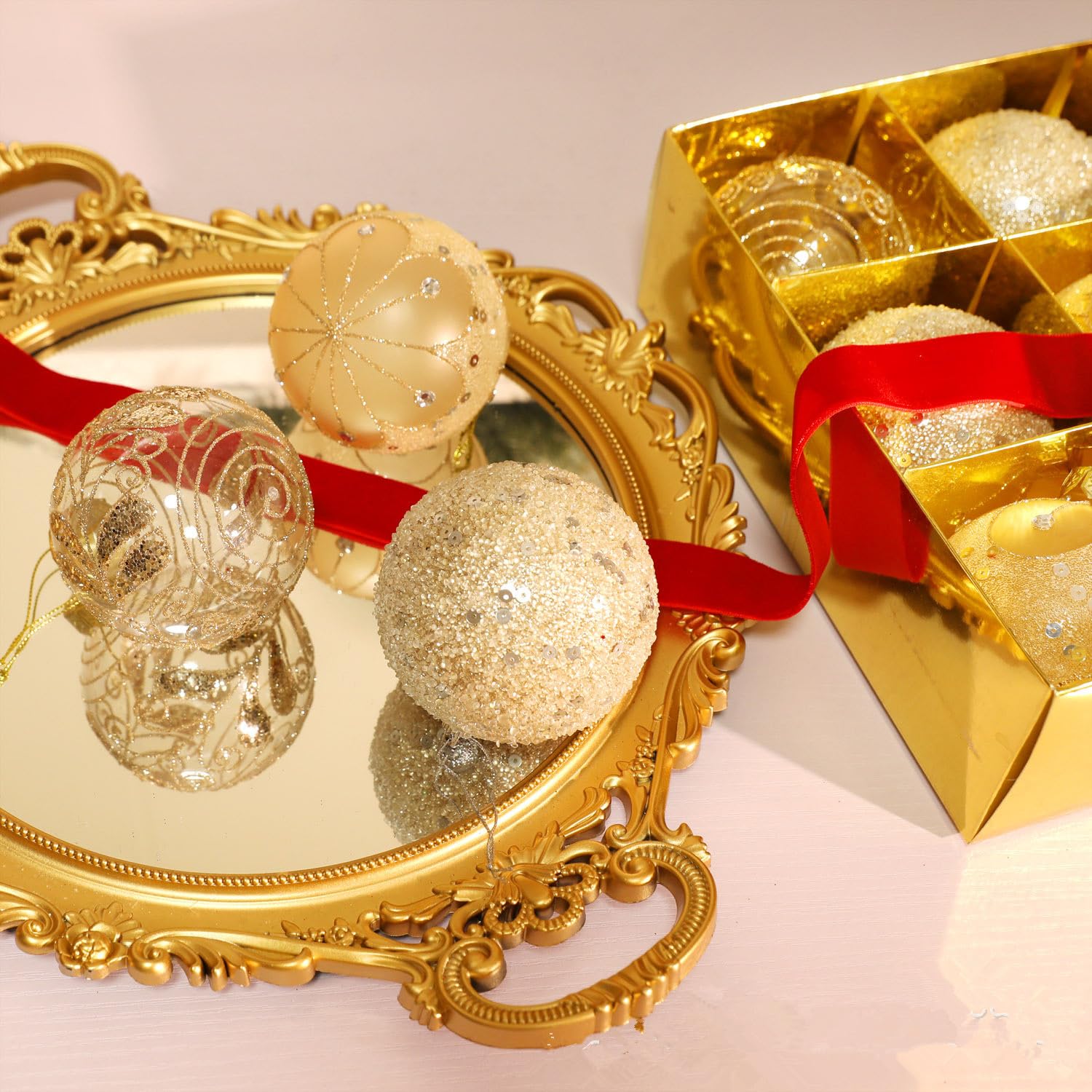 Bolas de Navidad, Champán 9 Bolas Navideñas De 8 cm Bolas De Color Bolas Navideñas Decoración De árboles Navideños Colgantes árboles Navideños Decoración (Dorado)