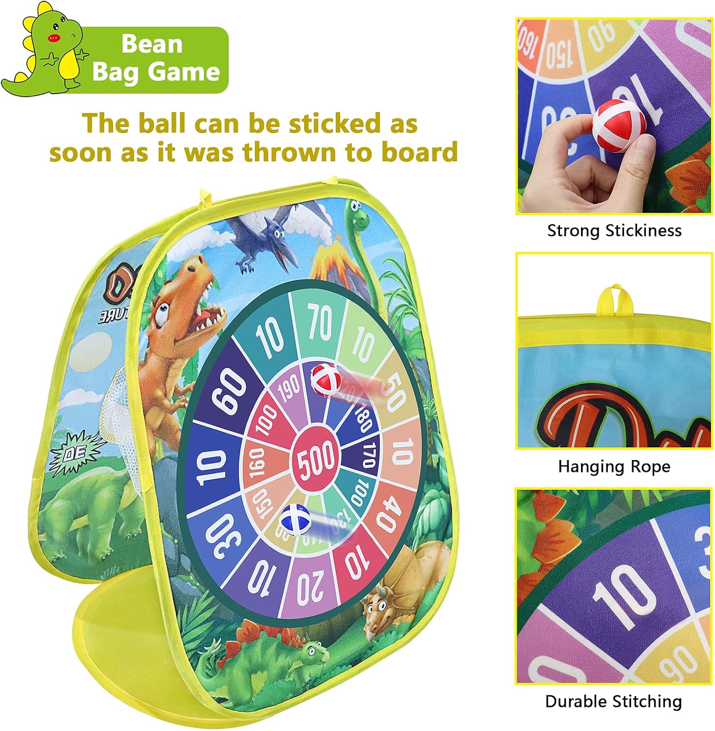Kids Cornhole Set, Bean Bag Toss Game Toy with Air Gun for Toddler Ages 4-8 Boys Girls, Activity Games for Backyard Lawn, Beach, Birthday Dinosaur Party : Toys & Games