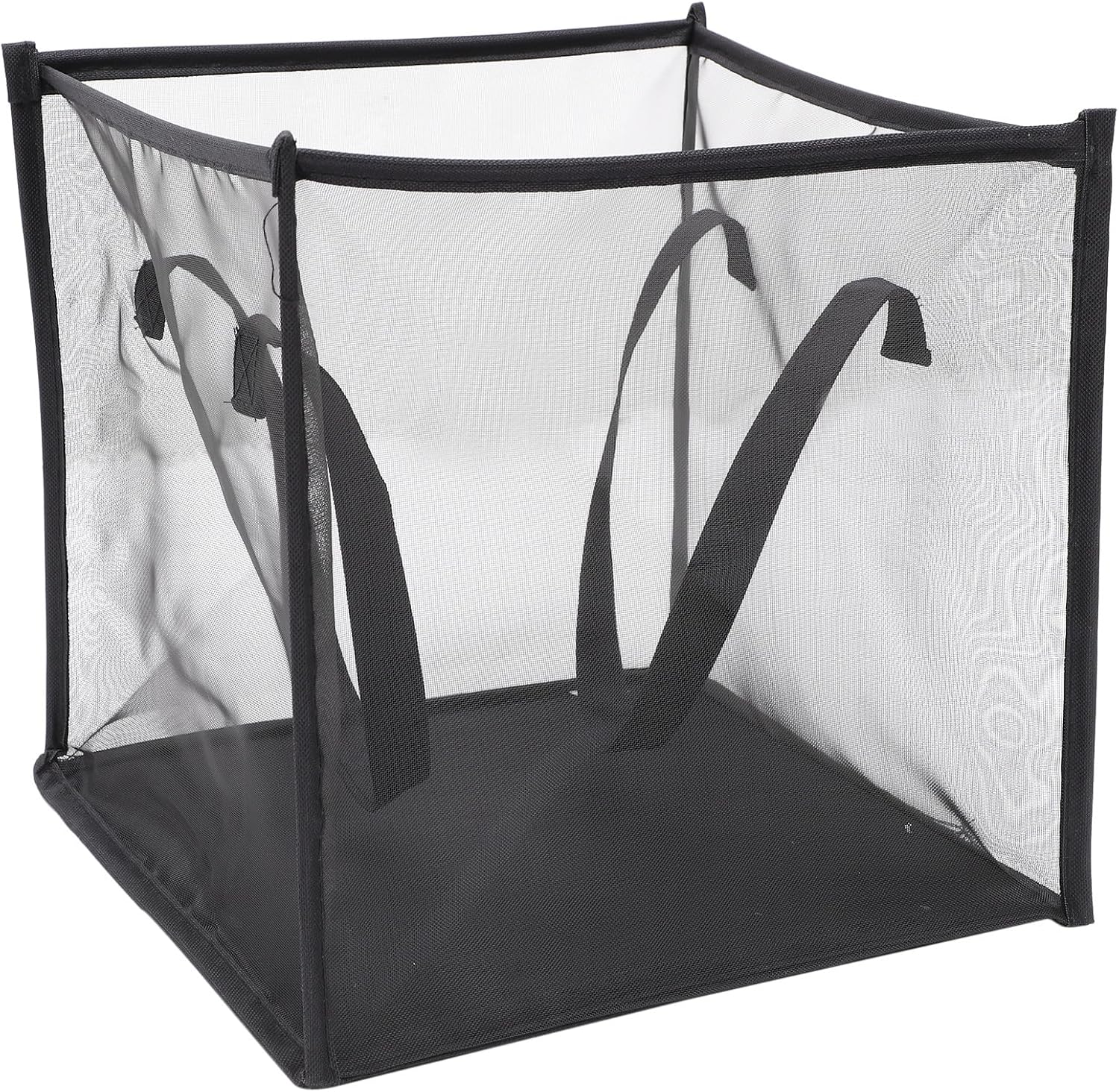 Mesh Laundry Hamper with Handles, Large Foldable Pop-up Laundry Basket, Single-layer Black Mesh Bag for Bedroom and Home Clothes Storage