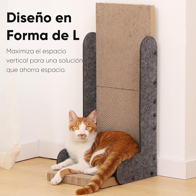 Foto 4 de 7 de FUKUMARU Rascador para Gatos de 68 cm de Altura, rascador Vertical en Forma de L