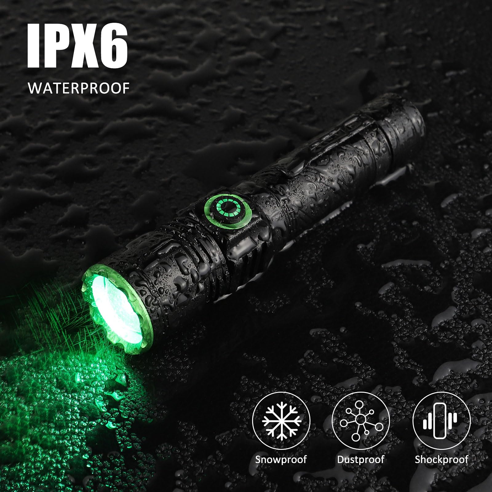 WindFire Torcia a luce verde ricaricabile, torce da caccia verde con clip, mini torcia tattica a LED a modalità singola per caccia coyote maiale varmint, pesca notturna