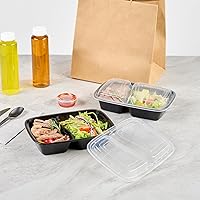 Vista 4 de Restaurantware Asporto - Cajas para llevar con compartimento de 32 onzas, 50 recipientes para preparar comidas para microondas, 2 compartimentos