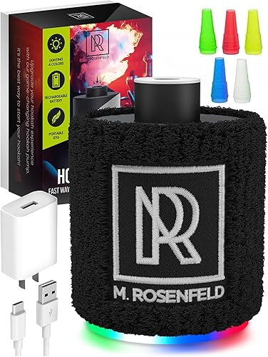 M. ROSENFELD Bomba de cachimba negra con batería recargable - Kit de vacío eléctrico de arranque de cachimba con luz LED - Mini arrancador de vacío