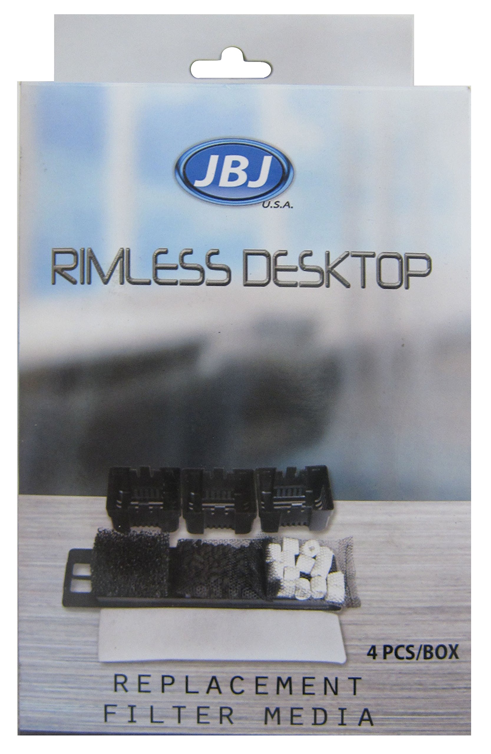 JBJ Rimless Desktop Filter Media (4-pack), Black (RL-FM)