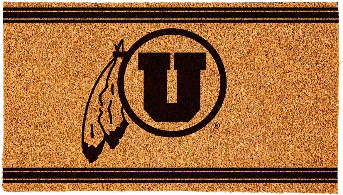 Team Sports America NCAA University of Utah Natural Coir Door Mat | Indoor and Outdoor Entryway | 28 x 16 Inches | Non Slip Back | Welcome Floor Mats | Muddy Dog Paws | Front Door Entrance Home Décor