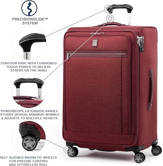 Travelpro Platinum Elite Softside Expandable Spinner Wheel Luggage, Bordeaux, Checked-Large 29-Inch, Platinum Elite Softside Expandable Spinner Wheel Luggage
