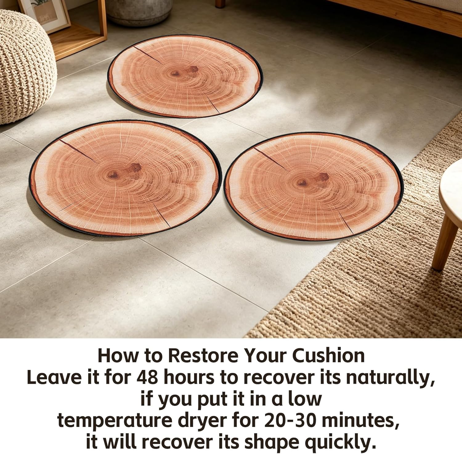 12Pcs Kids Carpet Circle Seats for Classroom Log Style 16Inch 3D Digital Print Stump Round Floor Cushion Non Slip Soft Educational Classroom Rug Forest Classroom Decor for School Home Couch
