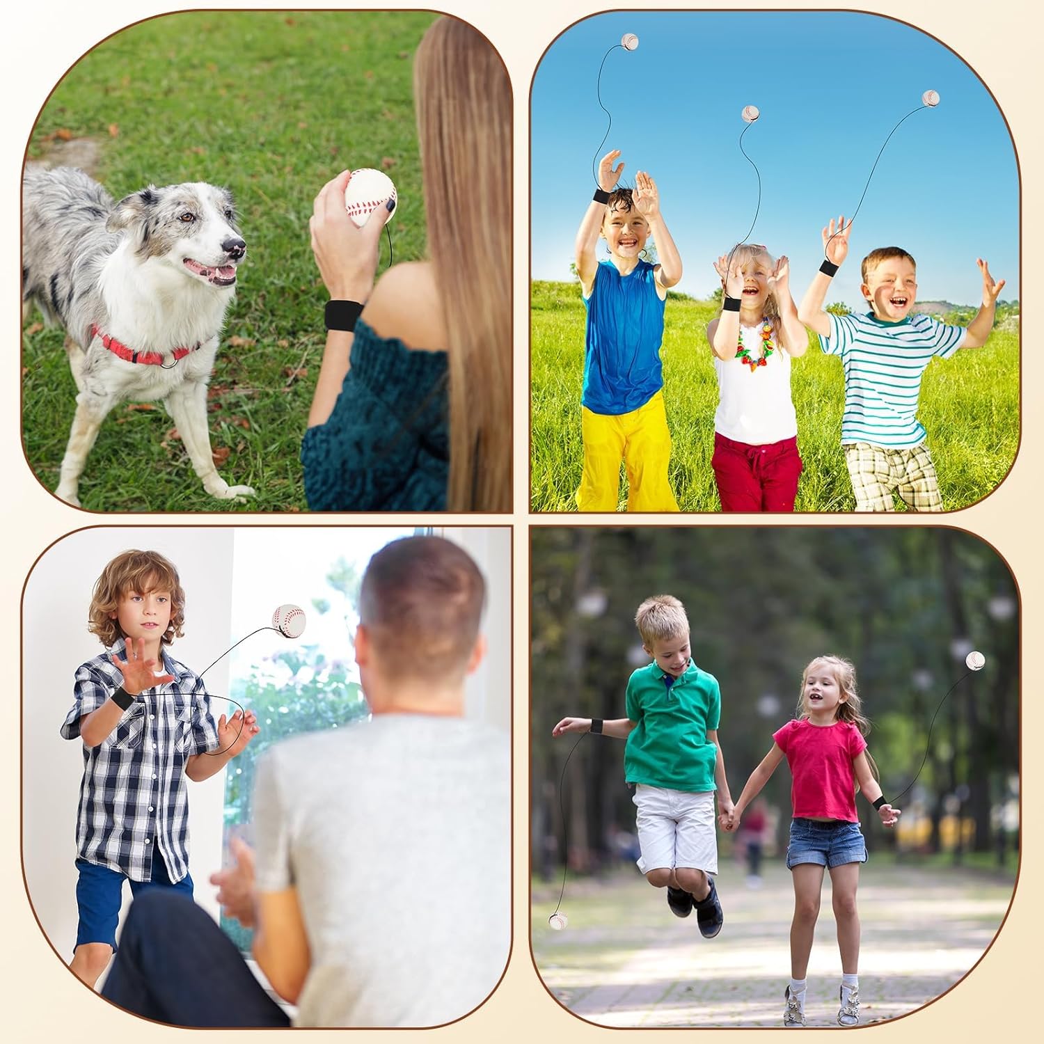 5/10/20/40 PCS Baseballs Wrist Return Ball on a String 2.36 Inch Rebound Bouncy Ball with Strap Sport Soccer Tennis Party Favors, Wrist Exercise, Outdoor Fun Activity for Kids & Adults