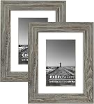 11x14 inch Reclaimed Barn Cadre photo en bois, option d'affichage mural ou de bureau, véritable verre, avec tapis pour 8 x10 photos de pouce, Frinearts, Noir dérangé