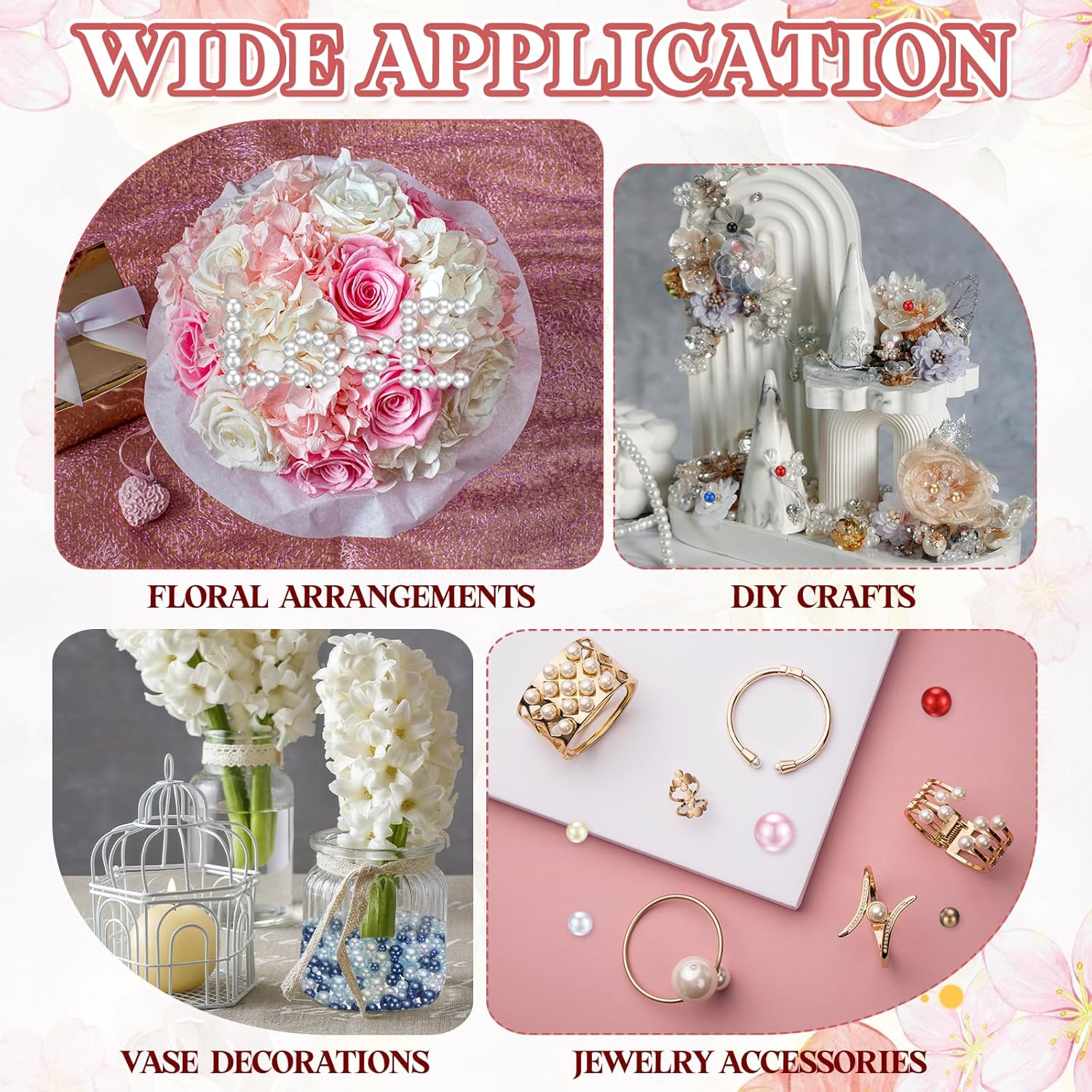 PATIKIL 1000 Pcs No Hole Pearls, 3mm 4mm 5mm 6mm 8mm Mini Round Faux Pearl for Art Crafts Jewelry Making Nail Vase Filler Birthday Wedding Party, Multicolor - Image 6