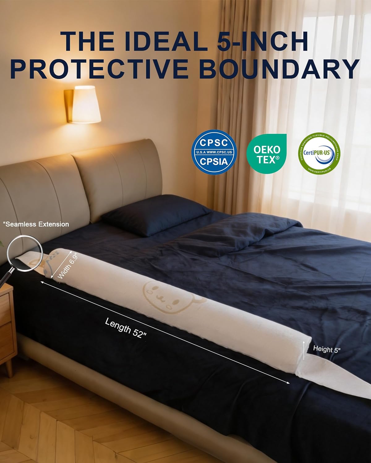 Foam Bed Bumpers for Toddlers, Dual Anti-Slip Toddler Bed Rails for Kids