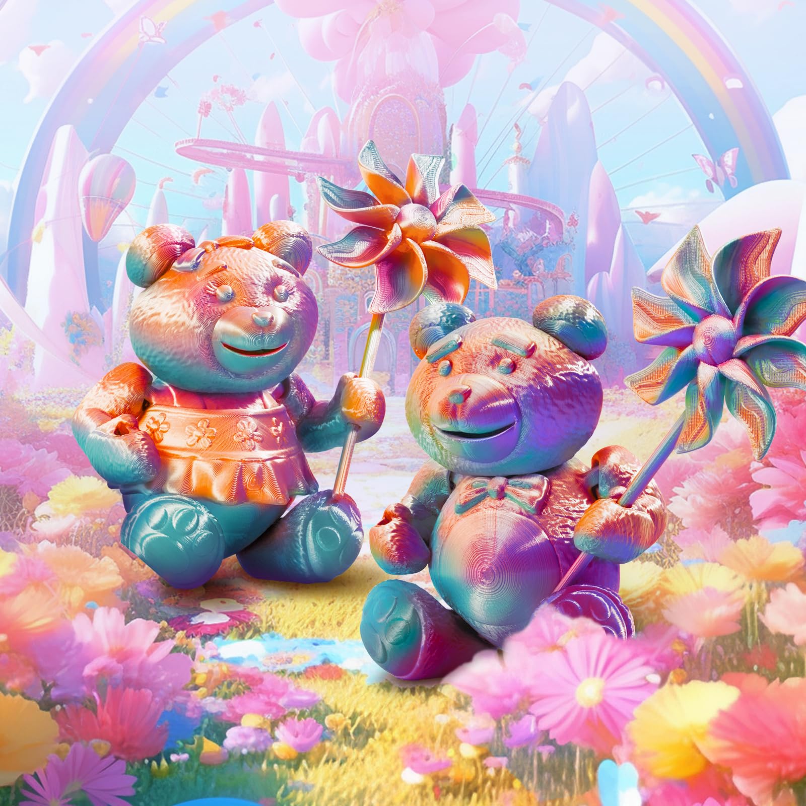 ERYONE Tri Color Silk PLA Filament 1.75mm, 3D Printer Filament PLA +/-0.03mm 1KG/Spool, Tri Color Purple, Blue purple and Burnt Orange