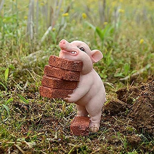 Amazon Mrduews かわいい動物飾り樹脂工芸品 創造的な模擬豚の像 楽しいミニブタ移動レンガ像 豚の像収集可能な置物 マイクロ造園 色 A 置物 オブジェ オンライン通販