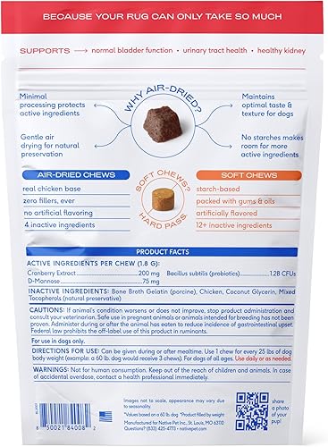 Miniatura 9 de Native Pet Tratamiento de infecciones urinarias para perros, suplemento de arándano para control de la vejiga y apoyo renal, previene la infección