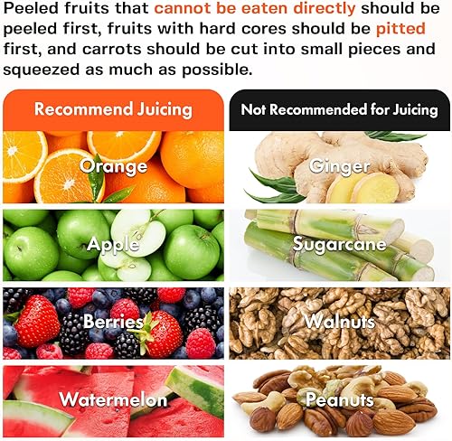 Miniatura 5 de Accesorio exprimidor para ayuda de cocina, exprimidor lento de prensa en frío con canal de alimentación grande de 4.9 pulgadas para frutas y