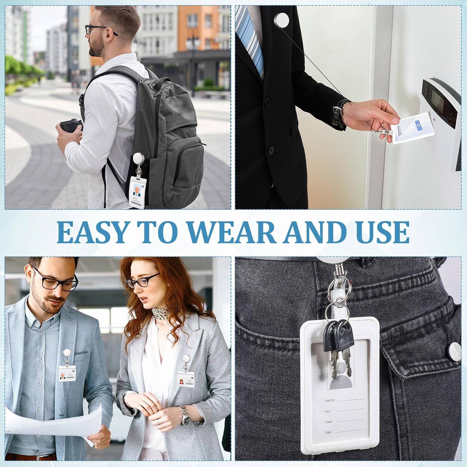 Leelosp Heavy Duty Retractable Badge Holder Reel Metal ID Badge Holder with Belt Clip Keyring Retractable Clip Bulk Card for Work Employee Doctor Nurse Gifts(Glossy Silver,50 Pack)