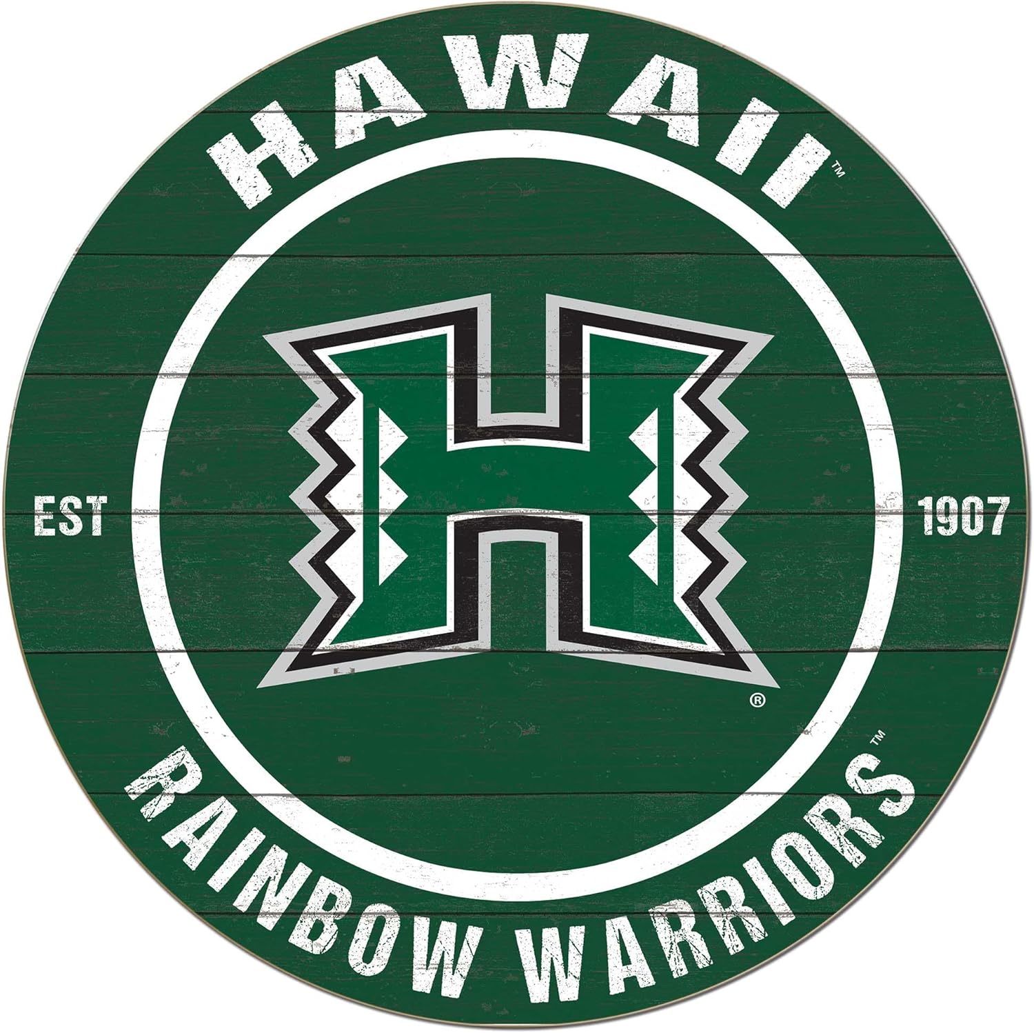KH Sports Fan Hawaii Warriors Colored Circle Sign, 20x20 Inches, Warriors Decor for Dorm, Bedroom, Fan Cave, Living Room; Display Your Team Spirit with This Unique Hawaii Warriors Wall Art