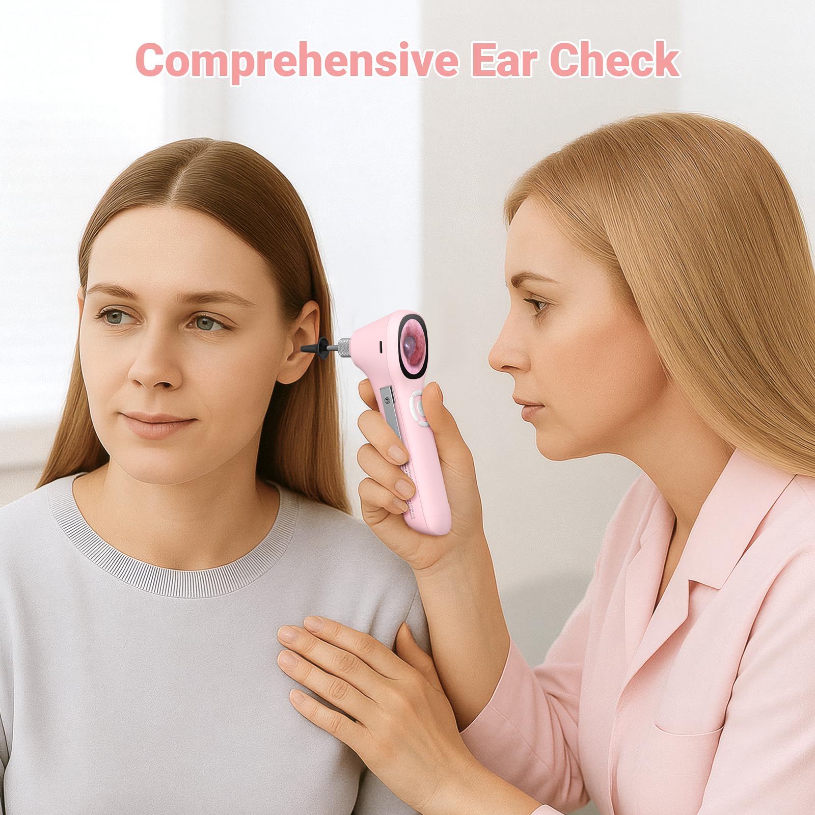 ScopeAround Otoscope numérique avec écran IPS, 720p HD Smart Video Otoscope avec lumière, caméra de retrait du cérumen