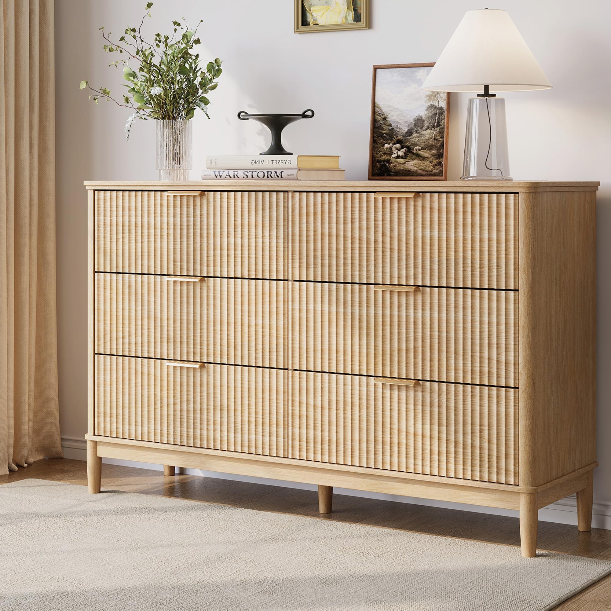 LINSY HOME Fluted Dresser in Oak