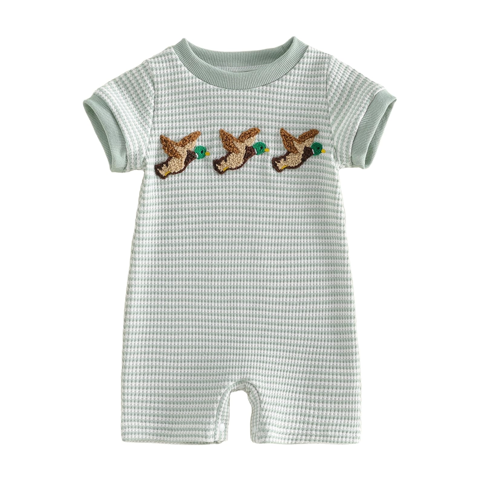 Baby Boy Girl Hunting Outfit Western Romper Camo Duck Jumpsuit Short Sleeve Bodysuit Animal Playsuit Summer Clothes - 1