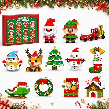 Christmas Advent Calendar Building Blocks, 12 Days Mini Builds Kids Gift
