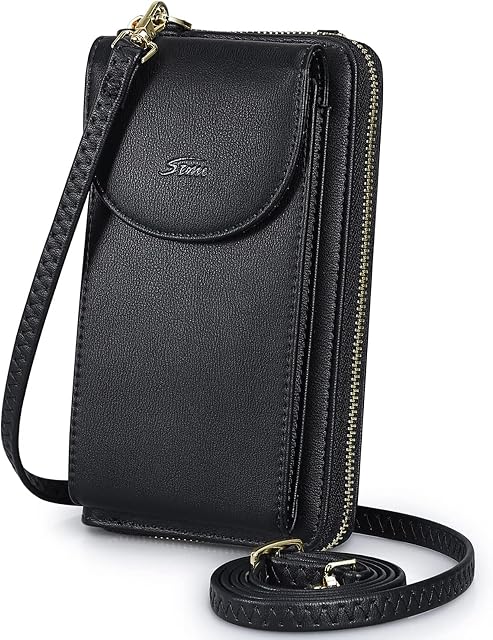 S-ZONE PU Leather RFID Blocking Crossbody Cell Phone Bag for Women Wallet Purse