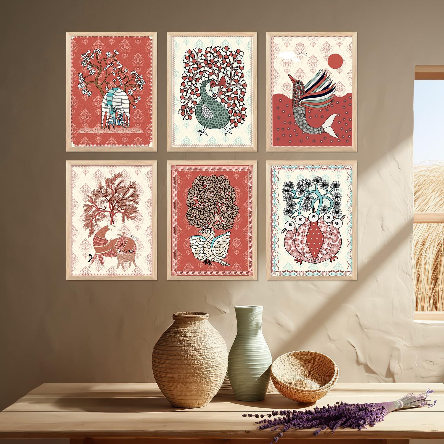 walllane Gond Wall Art Painting for Living Room Bedroom Office Wall