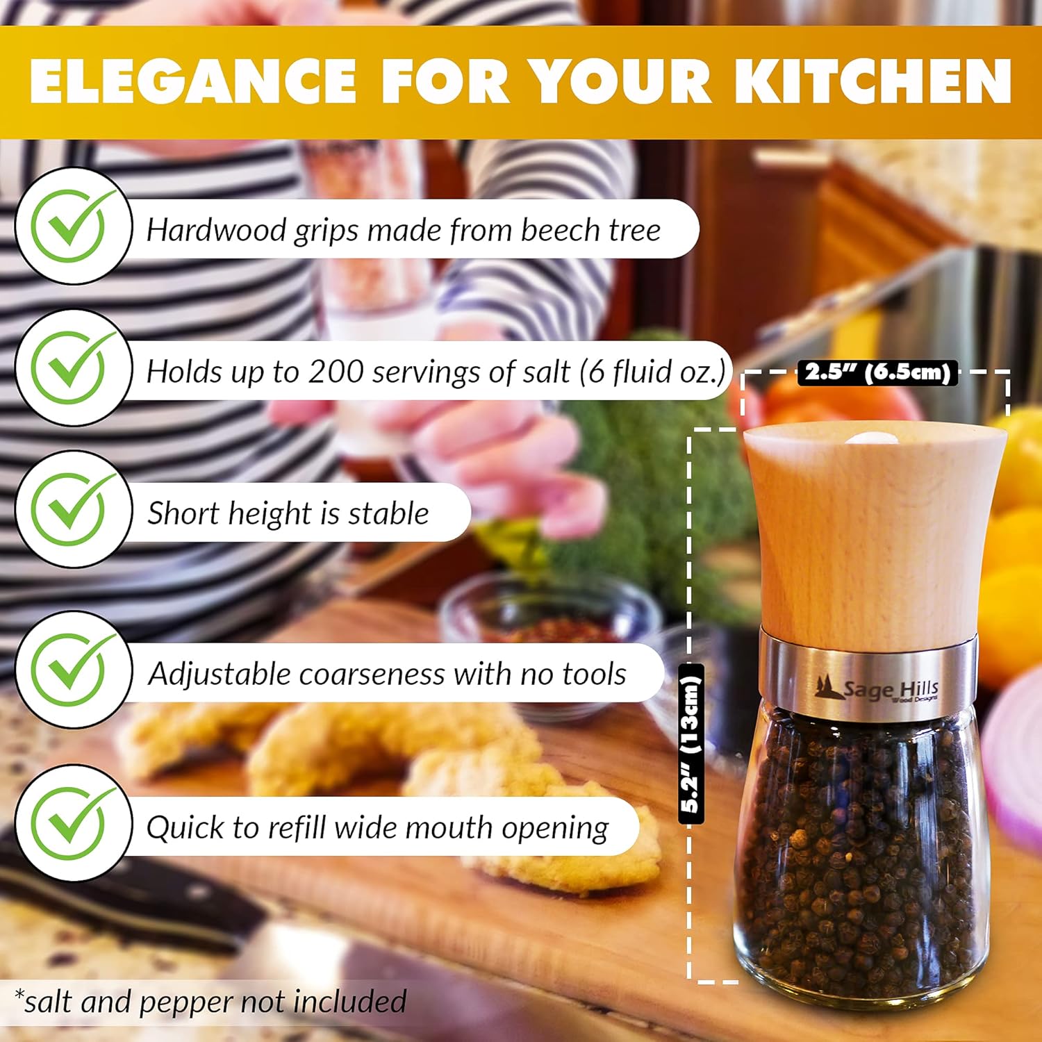 Exclusive Wood Salt and Pepper Grinder Set - Beech Wood with Adjustable Coarseness Flash Deals - 40% OFF Wood Salt and Pepper Grinder Set - Beech Wood with Adjustable Coarseness