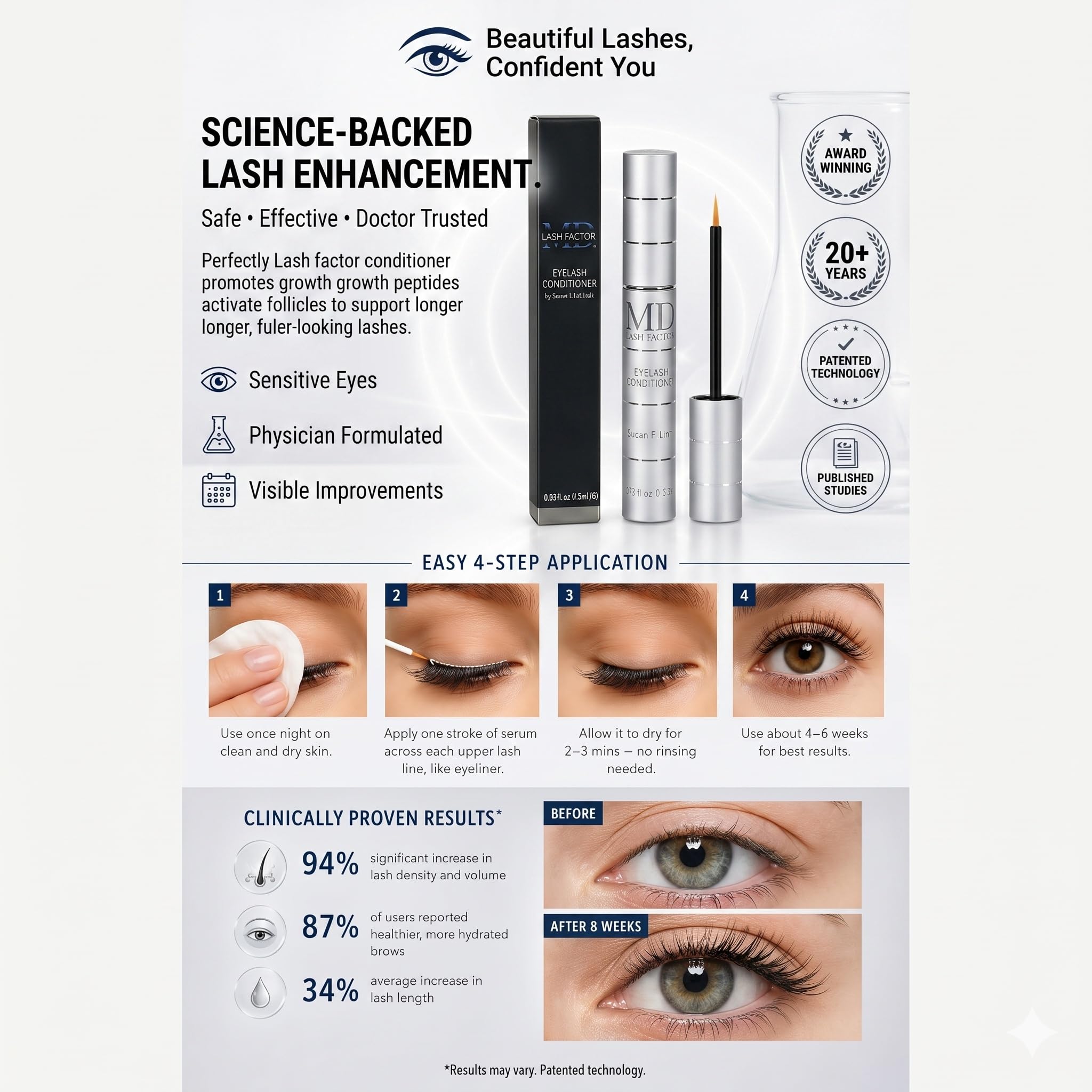 MD Lash Factor Eyelash Conditioner Serum - Trial Size 1.48ml