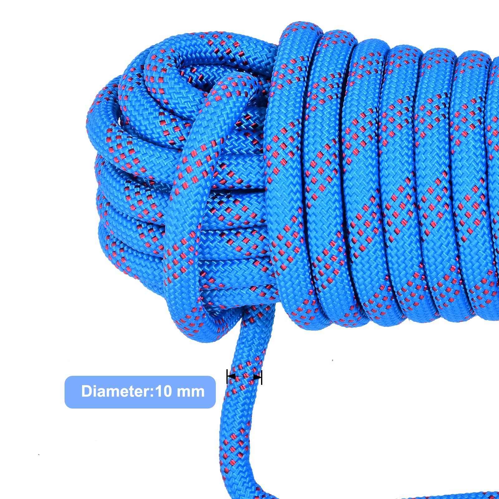 Cuerda Escalada 20M 10mm Nylon Cuerda Seguridad Rescate 2 Mosquetones Exterior