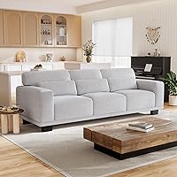 Marsail 89-Inch 3-Seater Modern Linen Sofa with Deep Seats - Comfy Upholstered Couch for Apartments & Small Living Rooms, Grey
