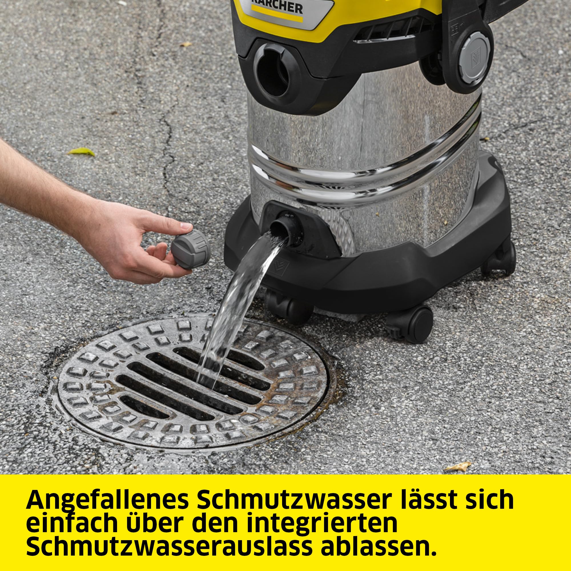 Kärcher Nass-/Trockensauger WD 7 Control P S 30/6/35/T, intelligentes Filterkontrollsystem FILT!elligence, Fernbedienung, integrierte Steckdose, Blasfunktion, Leistung: 1400 W, Edelstahlbehälter: 30 l