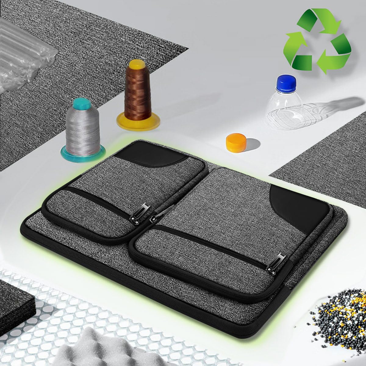 Hseok Laptop Case 15 15.6 16 inches Sleeve with 5 Pockets Compatible with MacBook Pro 16 inch 2025-2019 M4 M3 M2 M1, Mac 15.4" and Most 15-16 inch Notebooks，DG01BK01 - Image 5