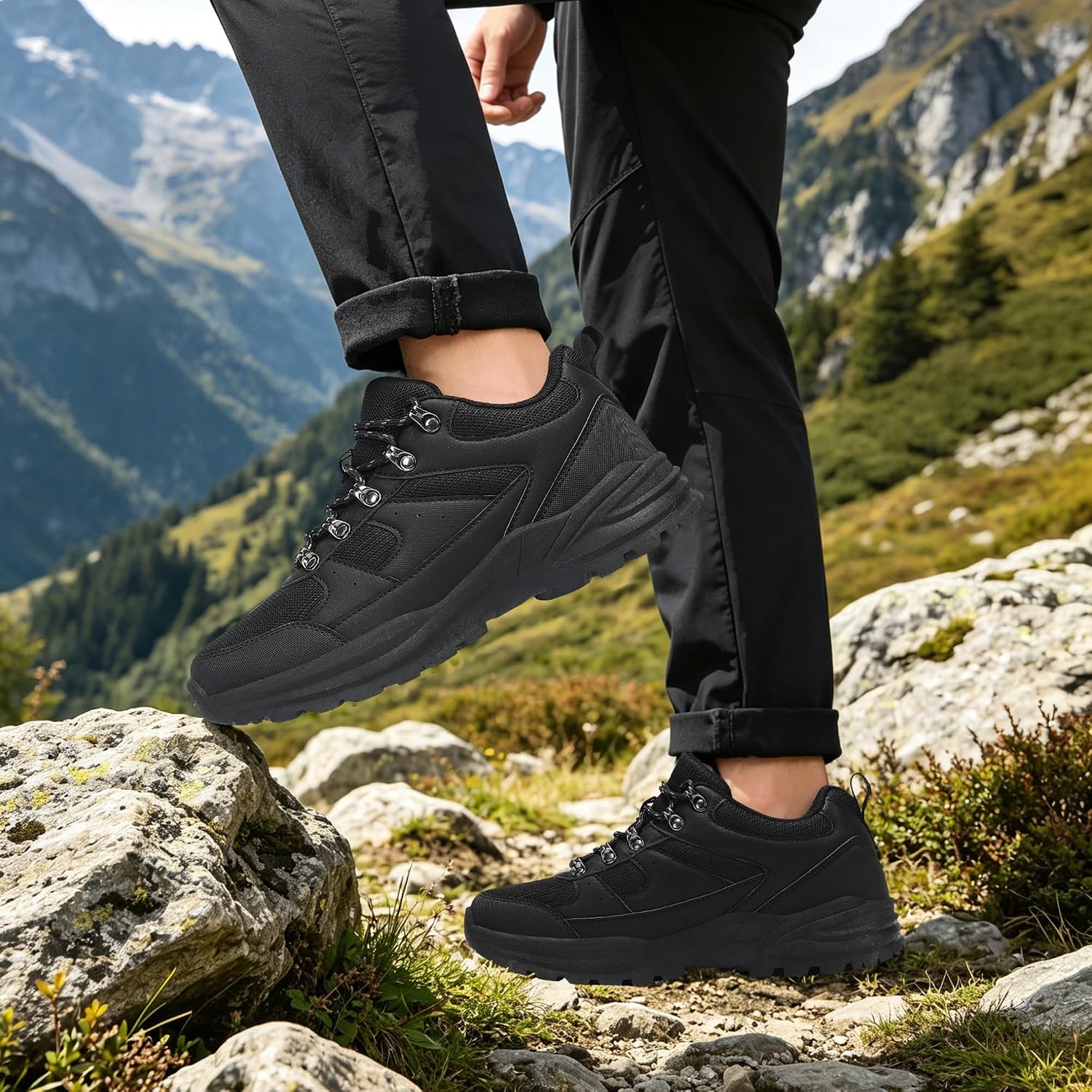 Men's Hiking Shoes, Lightweight and Non Slip Outdoor Sports Ankle Boots, Breathable Hiking and Off-Road Camping Shoes