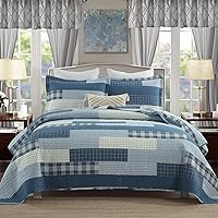 Vista 10 de Finlonte Juego de edredón de tamaño Queen, cuadros de retazos grises (gris), 90 x 98 pulgadas, 3 piezas