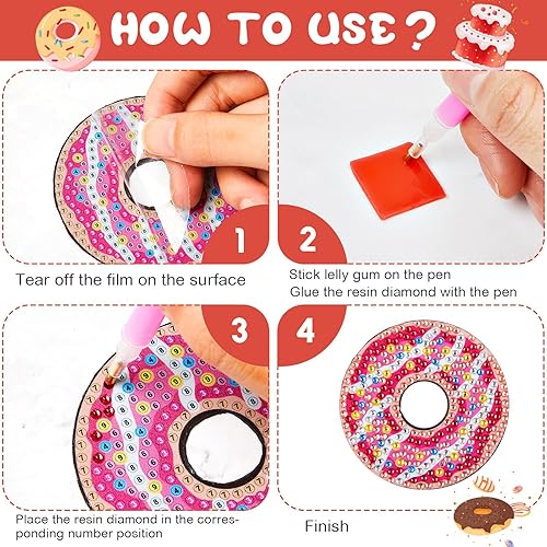 Miniatura 4 de Xuhal 16 piezas de imanes de pintura de diamantes DIY kits de pintura de diamantes para niños, arte de gemas imán para nevera, calcomanías para