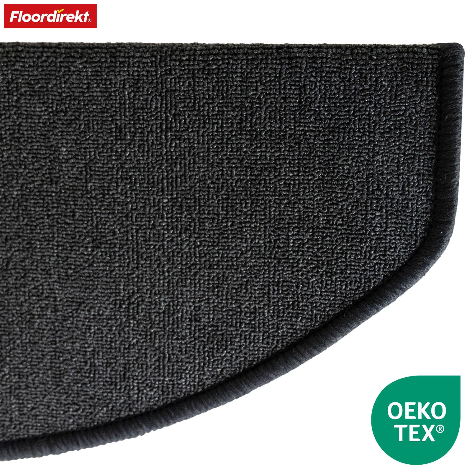 Floordirekt Treppenstufen Matten - London Pro Anthrazit - 1 Stück Stufenmatten Treppenteppich halbrund 25x65 cm