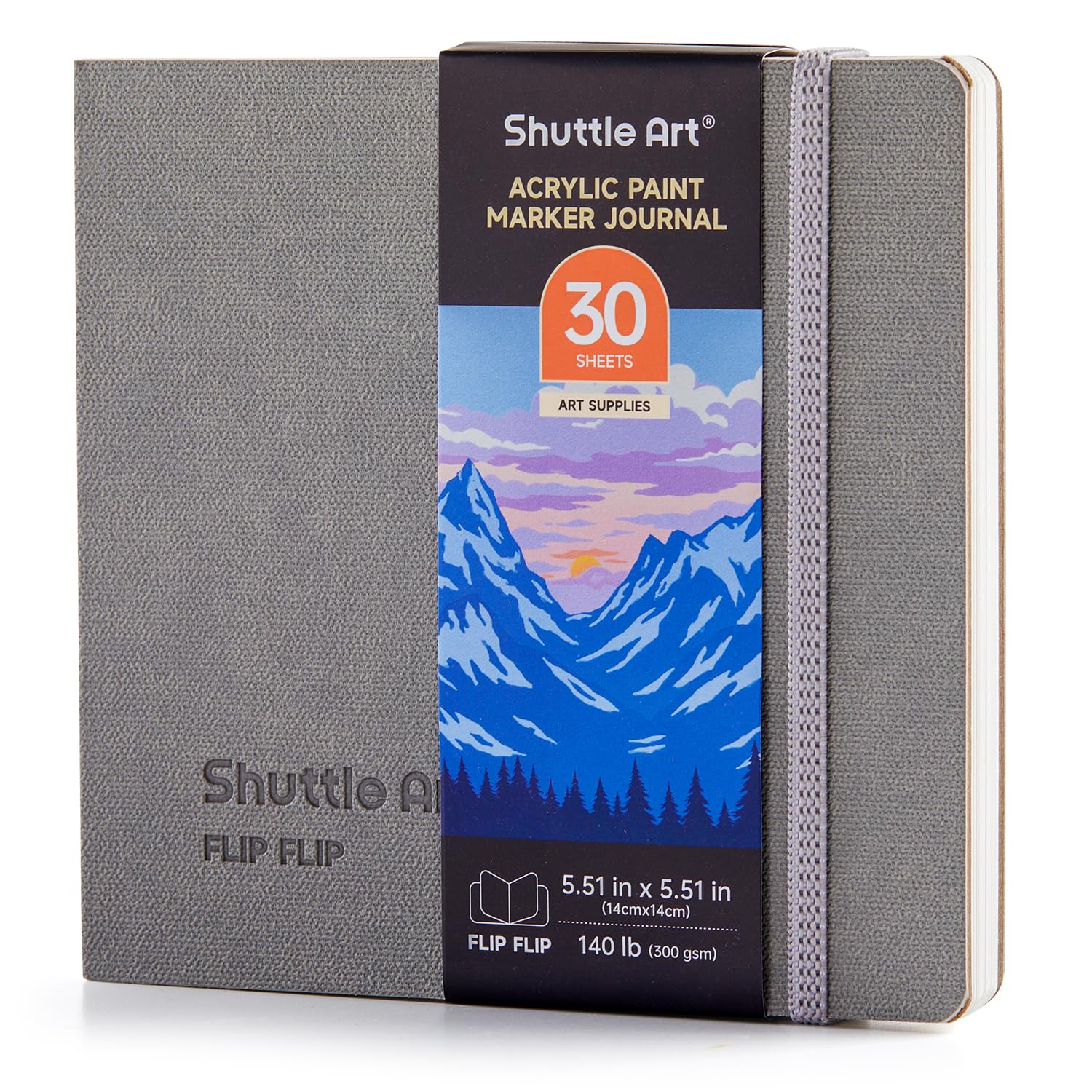 Shuttle Art スケッチブック アクリルマーカー用 30枚 約14cm×14cm 60ページ 水彩紙 300gsm 厚手 裏写り防止 無酸 180度フラット開き 保護シート付き アクリルペン用 水彩画用 アーティスト 初心者 携帯便利 プレゼント